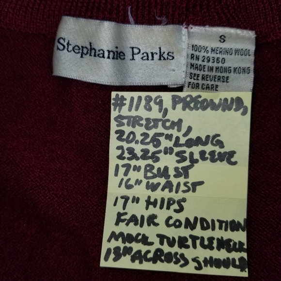 #1189 Preowned Stephanie Parks Wool Turtleneck S - Picture 7 of 9